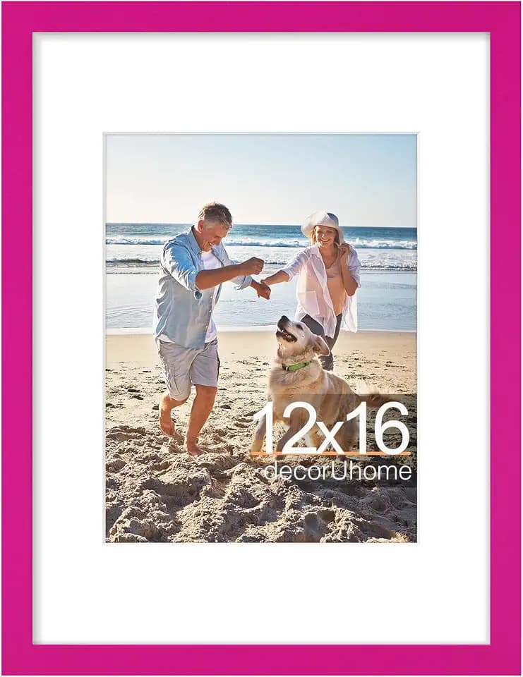 decorUhome 12x16 Picture Frame Fits 8.5x11 Certificate with Mat, Magenta