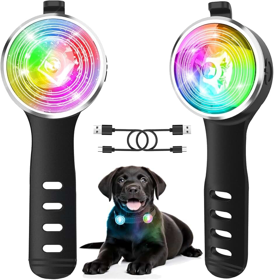 1-Stück Hundelicht for für Nächtliche Spaziergänge, Tubasion Verbesserte 8 Modi Leuchtanhänger Hund Aufladbar, IP66 Wasserdicht und Silikonband Sicherheitslicht for LED Hundehalsband