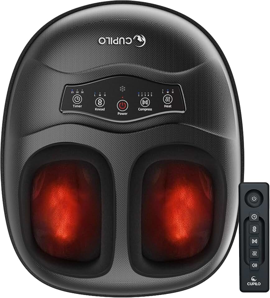 CuPiLo Fußmassager für Muskelrelaxation zu Hause und im Büro, Fingerdruck-Fußmassager mit Wärmeauflage für Fußbodenfaschinitis und Neuropathie, maximale Schuhgröße 47