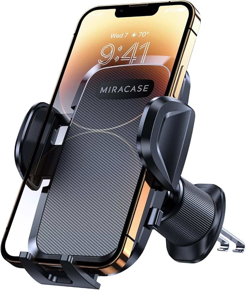 Miracase Handyhalterung Auto【Hochstabile Doppel-Stahlhaken】 Handyhalter fürs Auto Lüftung 360°Drehung für iPhone 15 Pro Max/14/13/12/11/SE/Samsung/Oneplus/Huawei usw