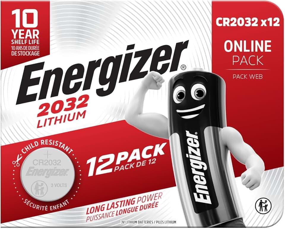 Energizer Lithium - CR 2032 Knopfzelle 3V Batterien (12 Stück) | Air Tag, Autoschlüssel, Fitnesstracker, medizinische Geräte - 10 Jahre lagerfähig [Exklusiv bei Amazon]