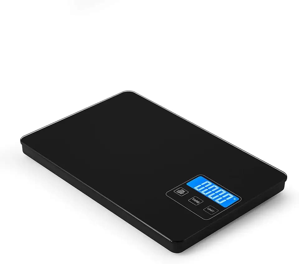 MaxSell Digitale Küchenwaage Bhomely | Elektronische Küchenwaage digital mit 2x AAA-Batterien | Edelstahl Lebensmittelwaage 5kg - 15kg (B, 15kg)