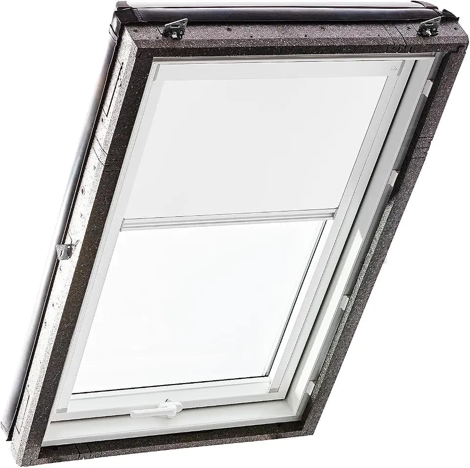 Original Roto Verdunkelungsrollo ZRV - Nahezu vollständige Verdunkelung - Führungsschiene Weiß - Dachfenster Baureihe Designo R4/R7 und Classic 43/73 - Größe 114/140 | 11/14 - Stofffarbe Weiß