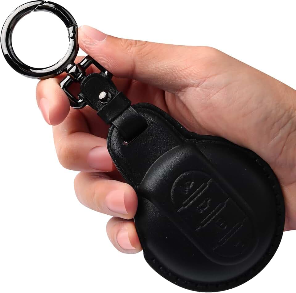 Tukellen Compatible with BMW Mini Leather Key Fob Cover with Keychain Compatible with BMW Mini Cooper F54 F55 F56 F57 F60-Black