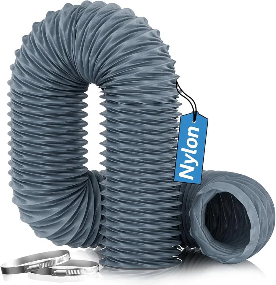 Hon&Guan 3" x 16-Foot Diesel Heater Ducting, High-Heat Nylon Hose, Grey