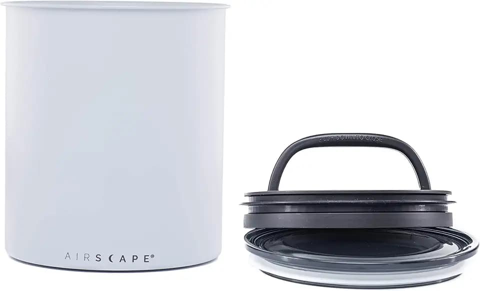 Airscape Kaffee-Aufbewahrungsdose (1,1 kg trockene Bohnen) – großer Behälter in Kilogröße, patentierter luftdichter Deckel drückt Luft heraus, um die Frische von Lebensmitteln zu bewahren (grau)