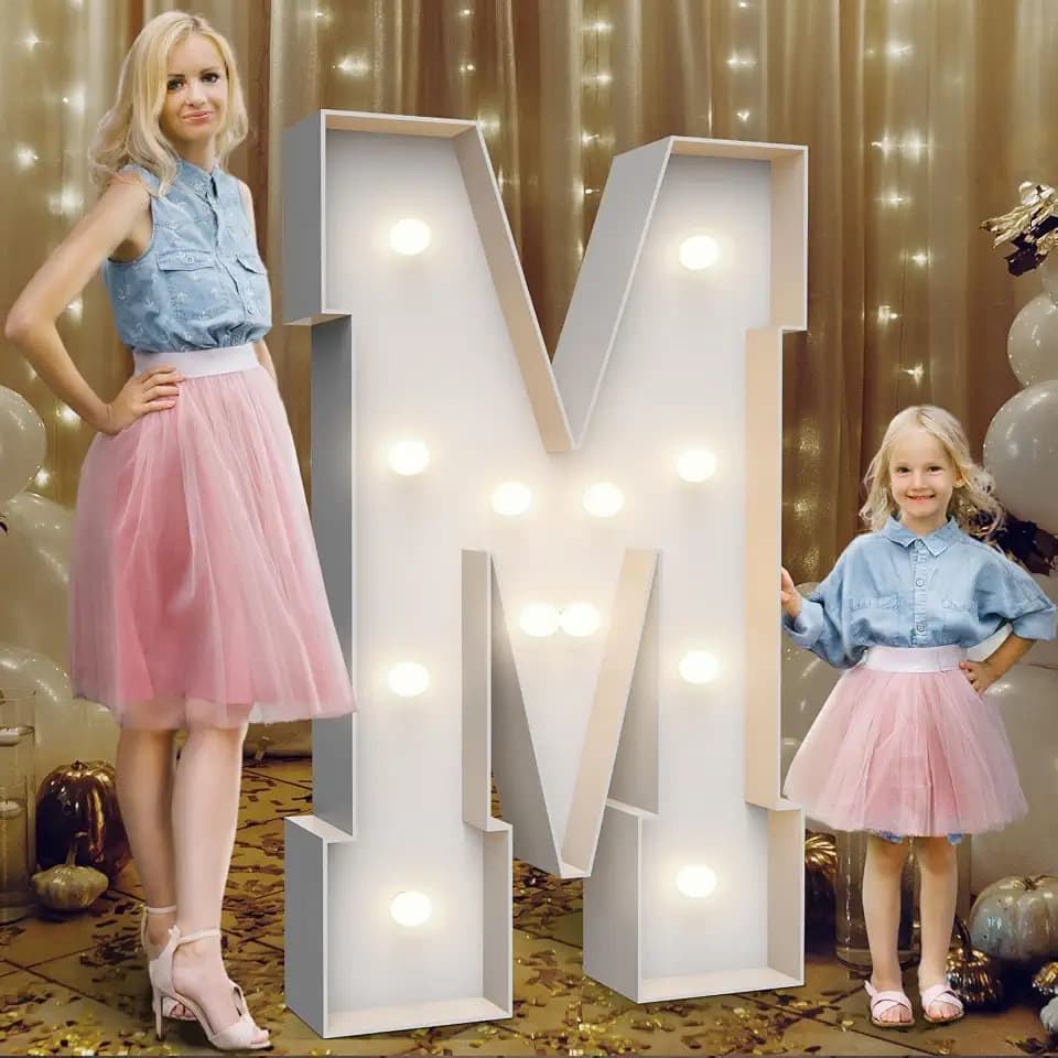 4FT Light Up Marquee Letter M - Large Foam Board Mosaic Kit