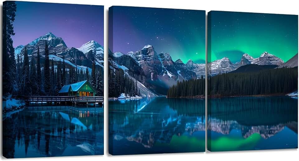 YWQQ Leinwandbild Aurora,Leinwand Bilder Set,3-teilig