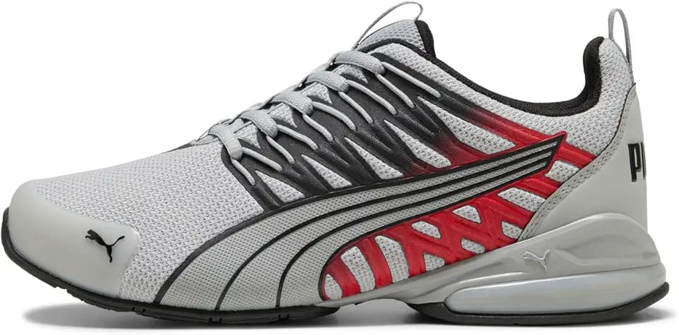 PUMA Men's Voltaic Evo Cross Training Shoes, Gray Echo- Black-for All Time Red AH26, 9.5