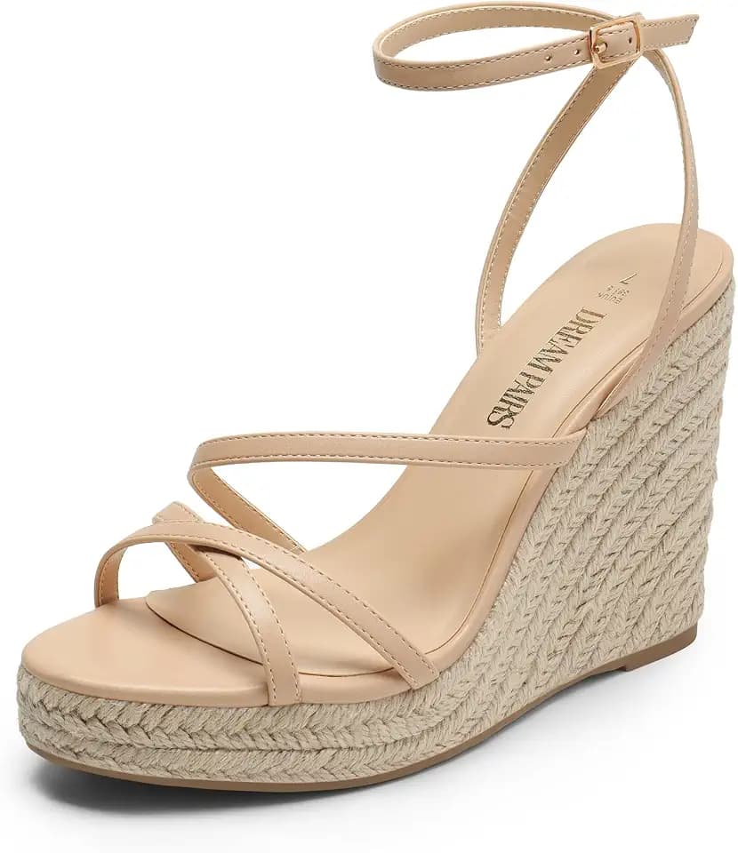 DREAM PAIRS Women's Strappy Espadrille Wedge Sandals