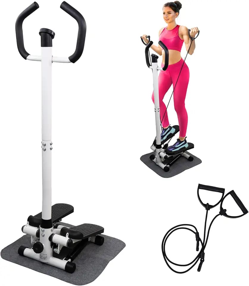 Mobiclinic®, Stepper mit Lenker, Höhenverstellbar, LCD-Monitor, Einstellbare Intensität, rutschfeste Pedale, Step-by-Step-Maschine, Kompakt, Heimtraining, Step-Pro