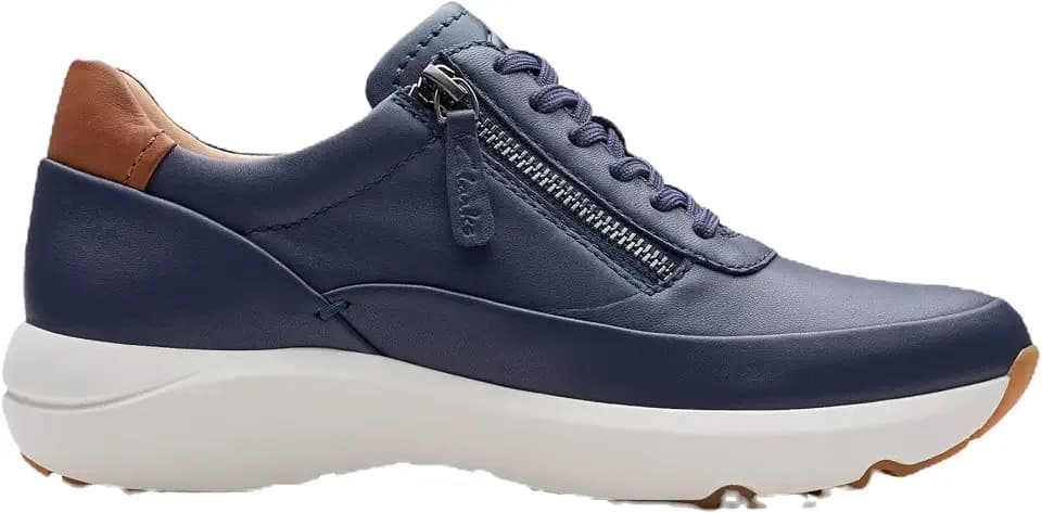 Clarks Women's Tivoli Zip Sneakers Navy Leather 6.5 Medium