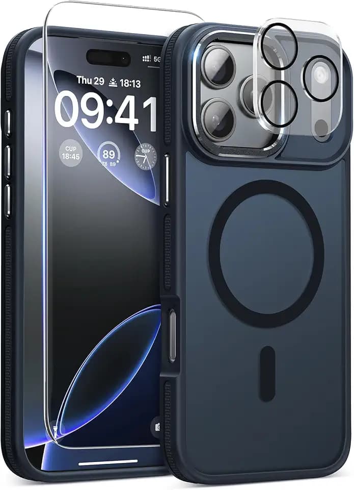 DOMAVER Magnetic 3 in 1 for iPhone 17 Pro Case, Shockproof & Bumper - Black