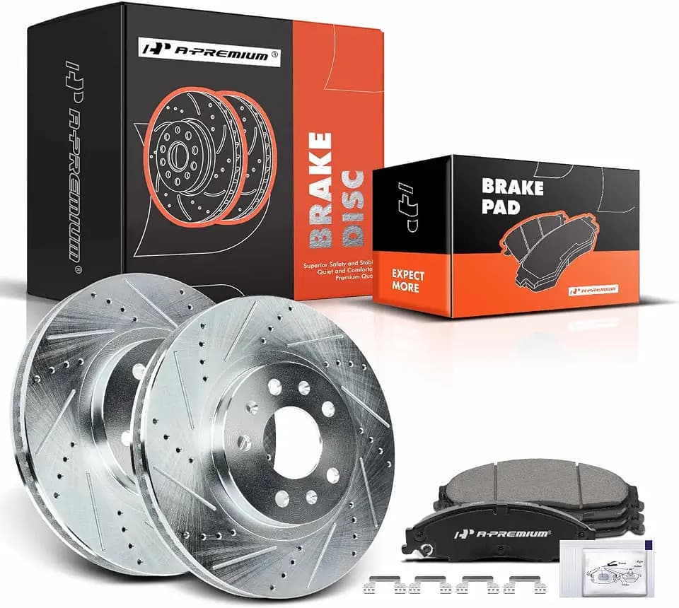 A-Premium 11.93 In (303mm) Front Brake Rotors & Ceramic Pads Kit, 6-Pack