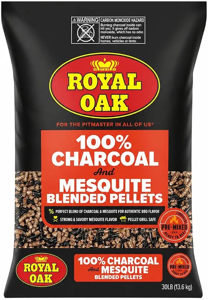 Royal Oak 100% Charcoal & Mesquite Pellets, 30 LB, Bold BBQ, Pellet Grill