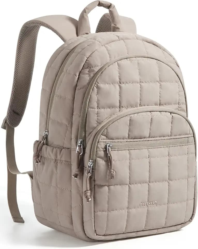 BAGSMART Travel Backpack for Women, 15.6" College Laptop Backpack, Camel