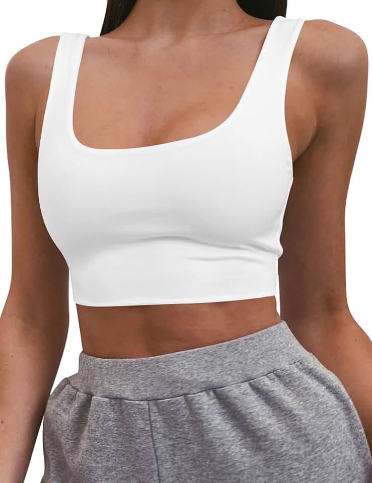 Mizoci Women's Basic Sleeveless Square Neck Sexy Crop Tank Top
