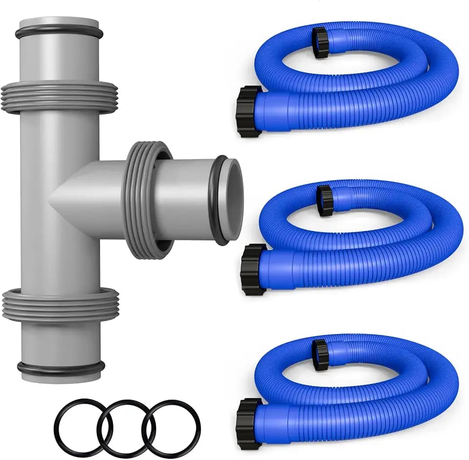 1.5" to 1.5" T-Joint Pool Hose Connector with 3 Pcs 59" Long Pool Hose