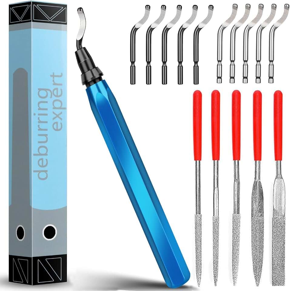 3D-Druck-Entgratifert-Satz Entgrater Werkzeug mit 11 Unterschiedlichen Klingen 5-Feilen-Set Metal Handle Hand Deburring Tools files
