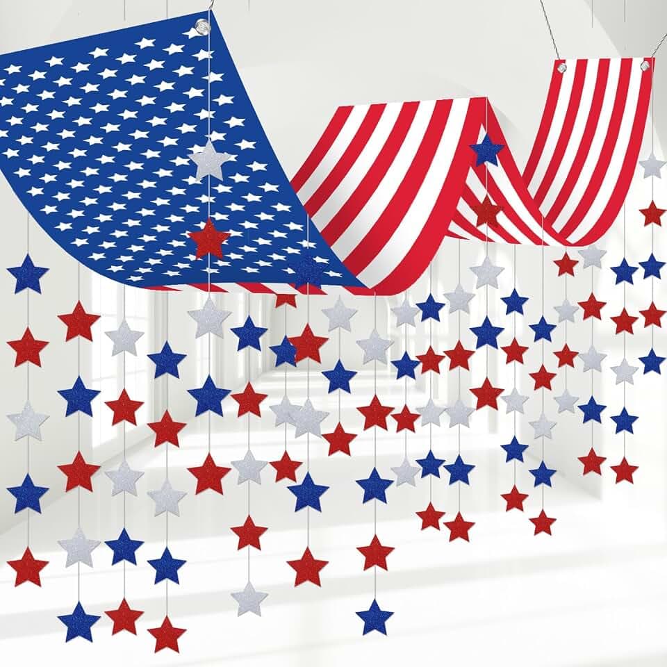 Leinuosen 4th of July Hanging Decorations American Flag Banner, 4th of July