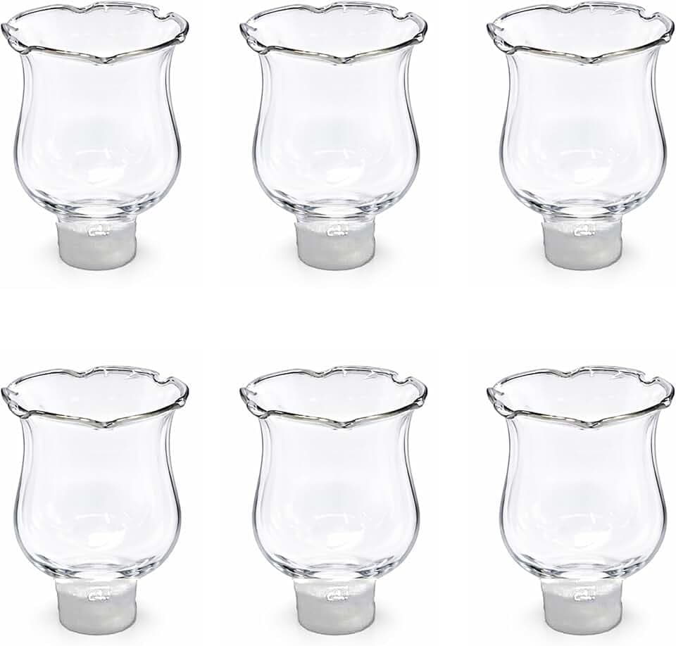 Votivbecher aus klarem Glas mit Klammer, 6 Stück, Tulpen-Kerzenhalter für Shabbat-Kerzen, 4E's Novelty (7 cm hoch)