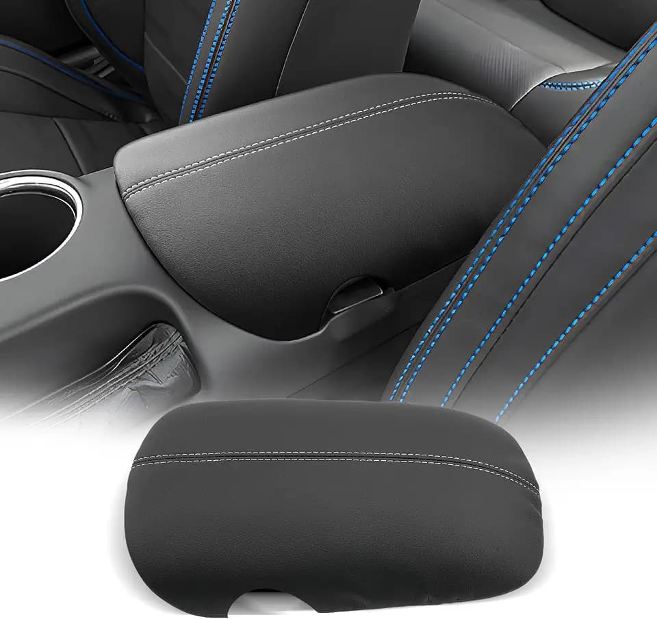 CDEFG for Ford Mustang 2024-2025 2026 Center Console Cover Armrest Box Cover for Mustang 2024 2025 2026 Accessories Console Arm Rest Protector White Line