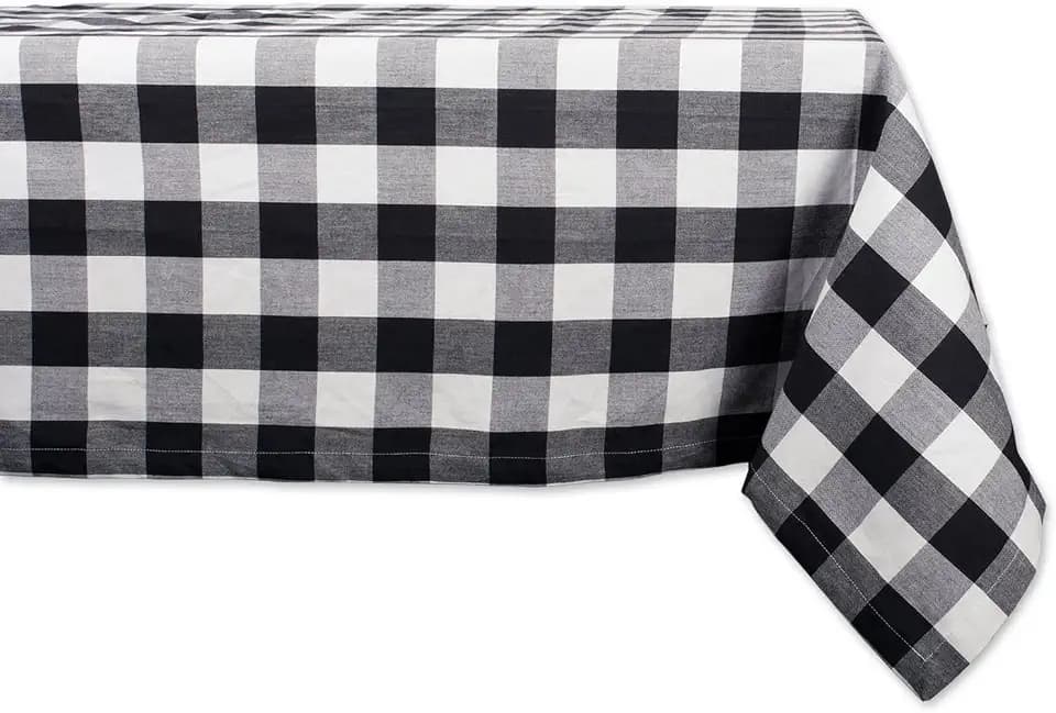 DII Buffalo Check Collection, Classic Farmhouse Tablecloth, Tablecloth, 60x84, Black & White