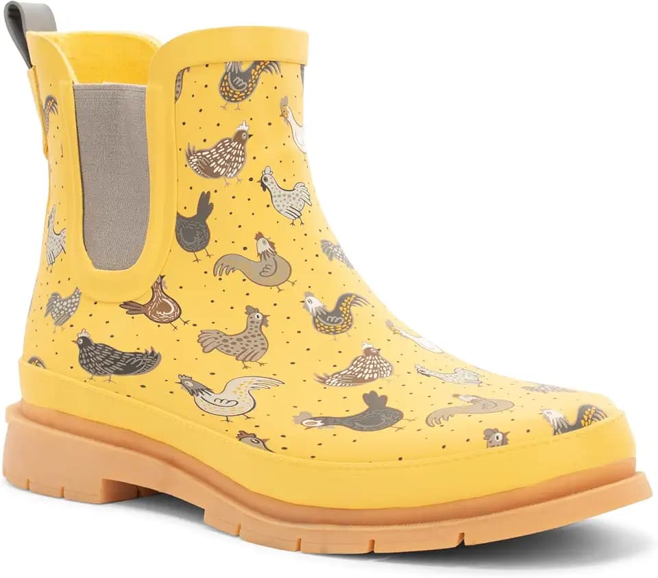 Western Chief Women's Waterproof Pull-On Chelsea Rain Boot with Fun Prints