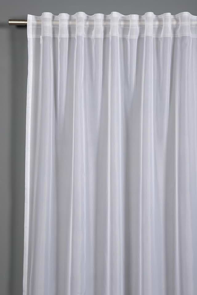 Sehlbach Fertiggardine mit Gardinenband, Voile mit Beschwerungstasche, Weiß, 300 x 175 cm Gardinen, Transparenter Voile Stoff, Lichtdurchlässig, Öko-Tex Zertifiziert, Verdeckte Schlaufen