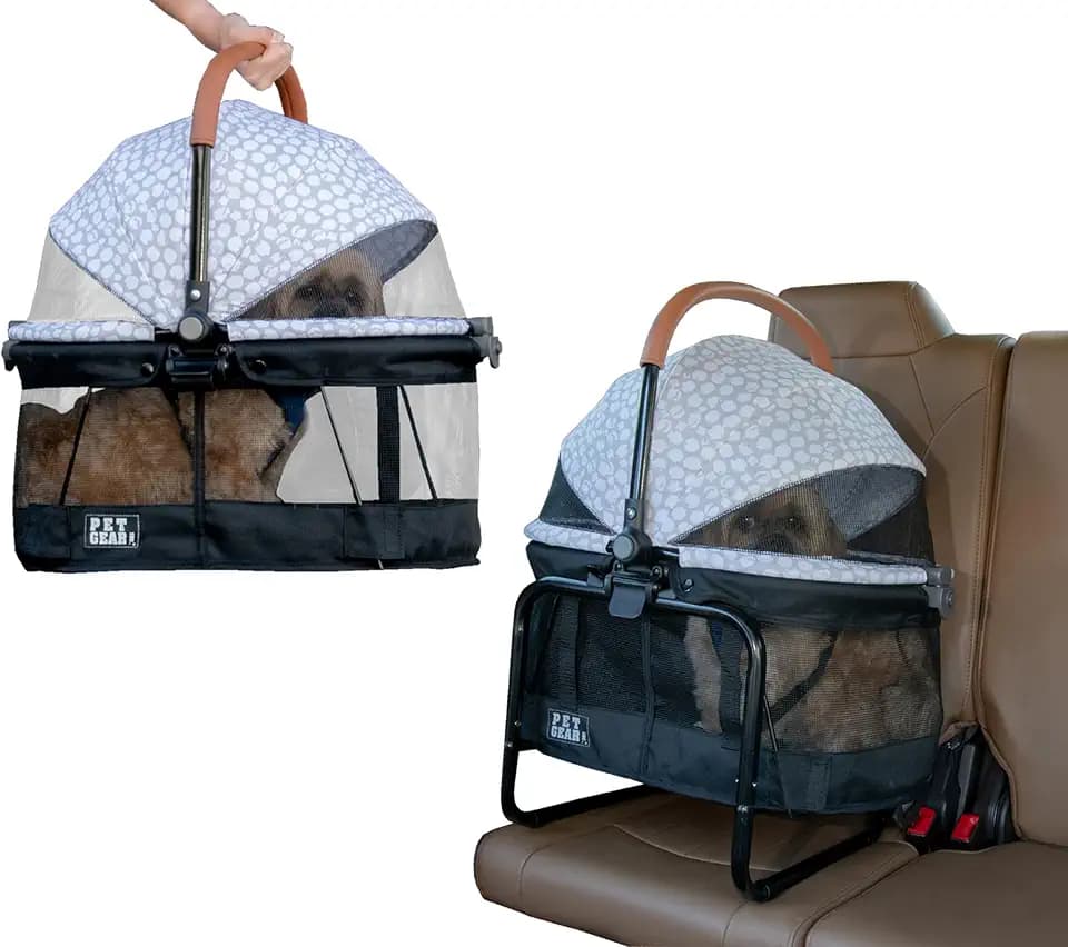 Pet Gear No-Zip View 360 Pet Carrier & Car Seat, 20", Spotted White
