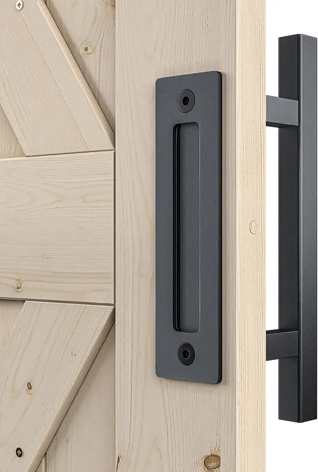 SMARTSTANDARD Heavy Duty 12" Sliding Barn Door Handle, Solid Steel, Black