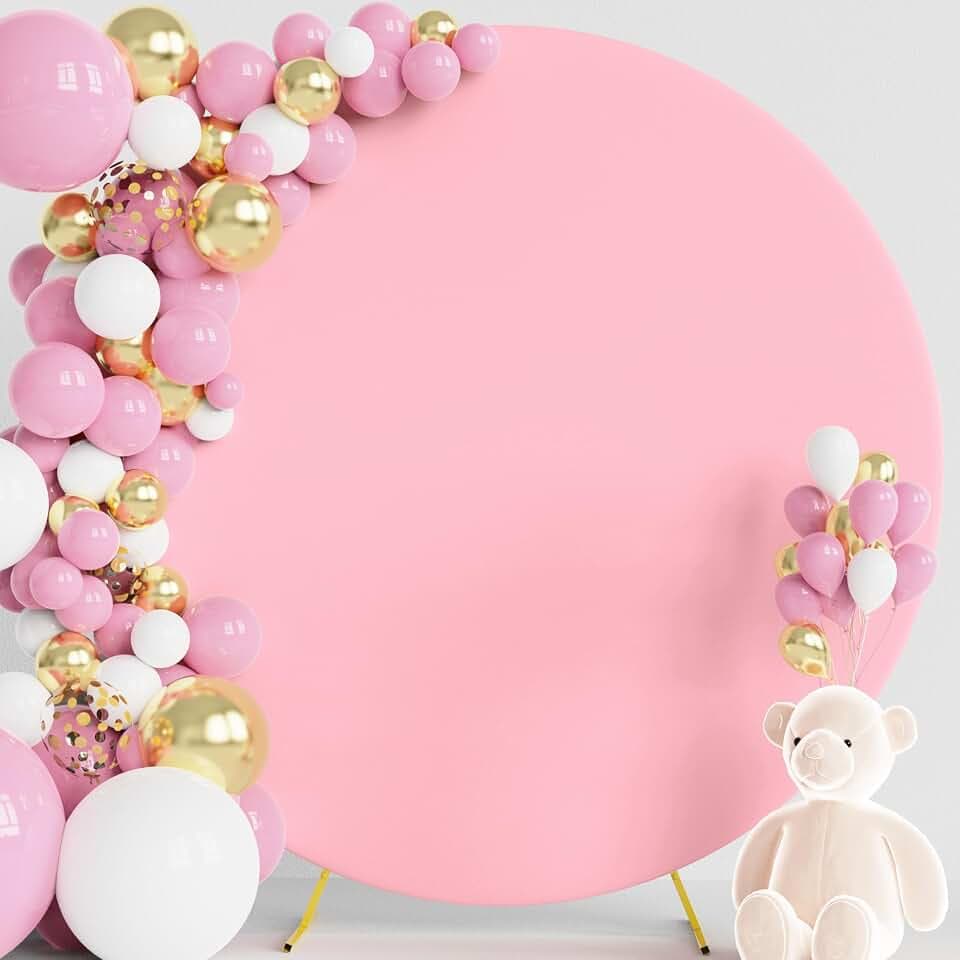 Wokceer 7.2FT Round Backdrop Cover Pink Round Arch Covers Backdrop