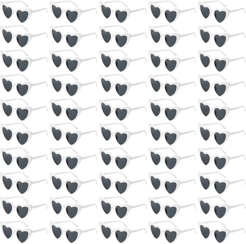 Pibupibu 50/100 Pack Heart Shaped Sunglasses Bulk for Bachelorette Party