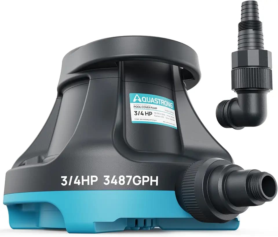 Aquastrong 3487 GPH Pool Cover Pump Automatic On Off, 3/4 HP, 115V