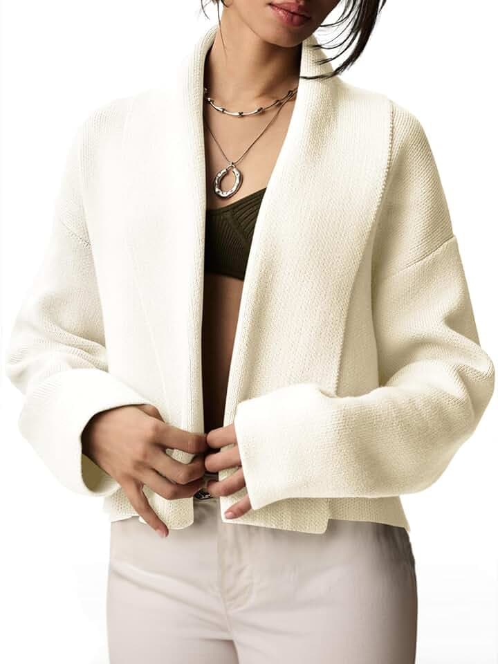 Saodimallsu Womens Cropped Cardigan Sweaters Formal Shawl collar Cardigans