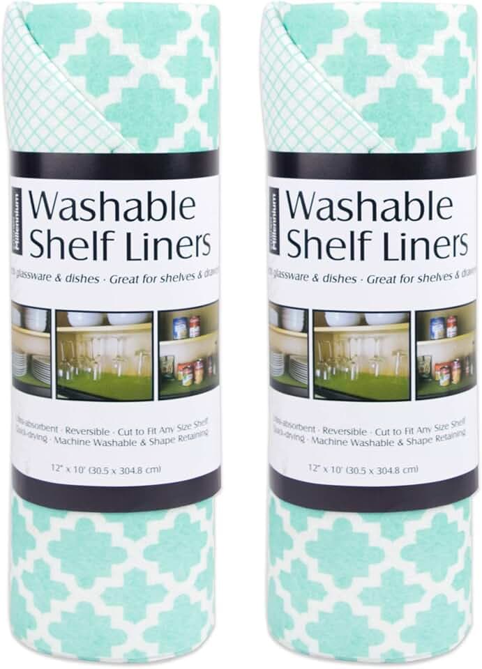 DII Fridge & Shelf Liner Collection Non-Adhesive, Cut to fit, Machine Washable, 12x20, Lattice Aqua Lattice, 2 Piece