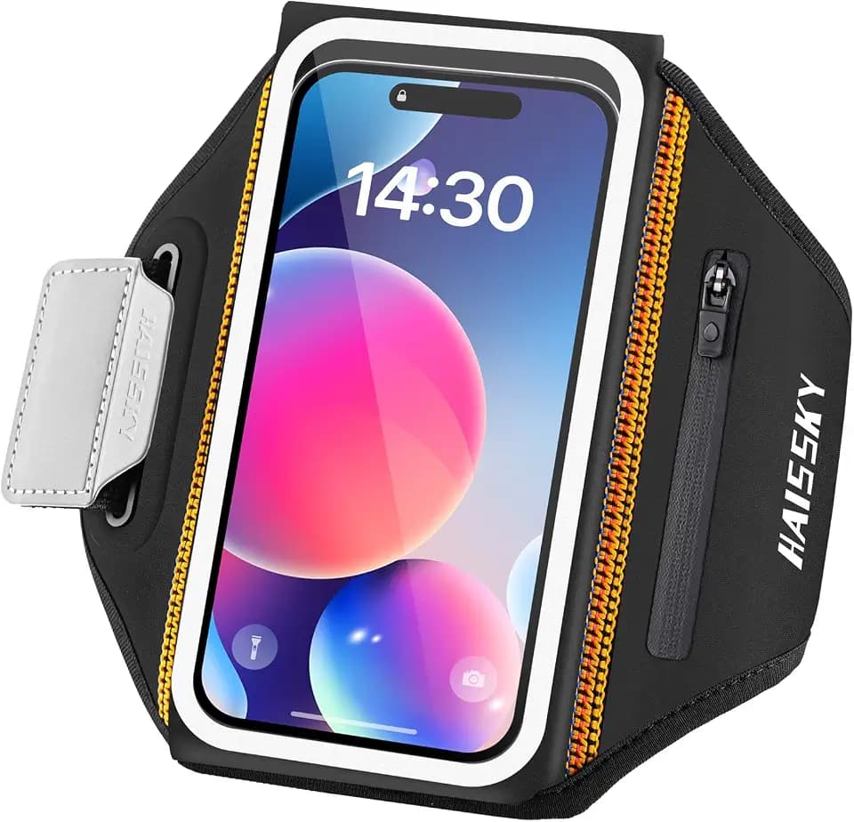 Running Armband with Earphone Bag, 6.9" Phone Holder for iPhone Samsung