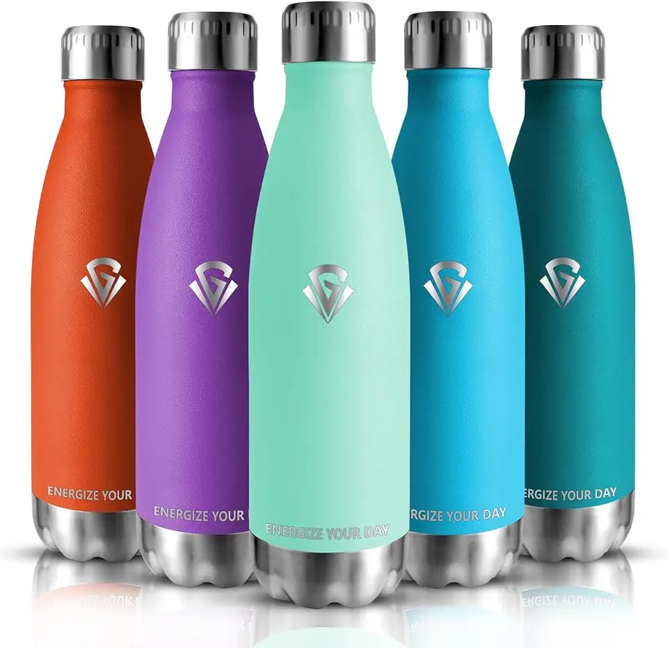 Grsta Trinkflasche Edelstahl, Trinkflasche 750ml BPA-frei, Trinkflasche Sport Auslaufsicher, Thermosflasche, Wasserflasche, Kohlensäure geeignet, Isolierbecher fur Sport, Outdoor, Gym, Fitness