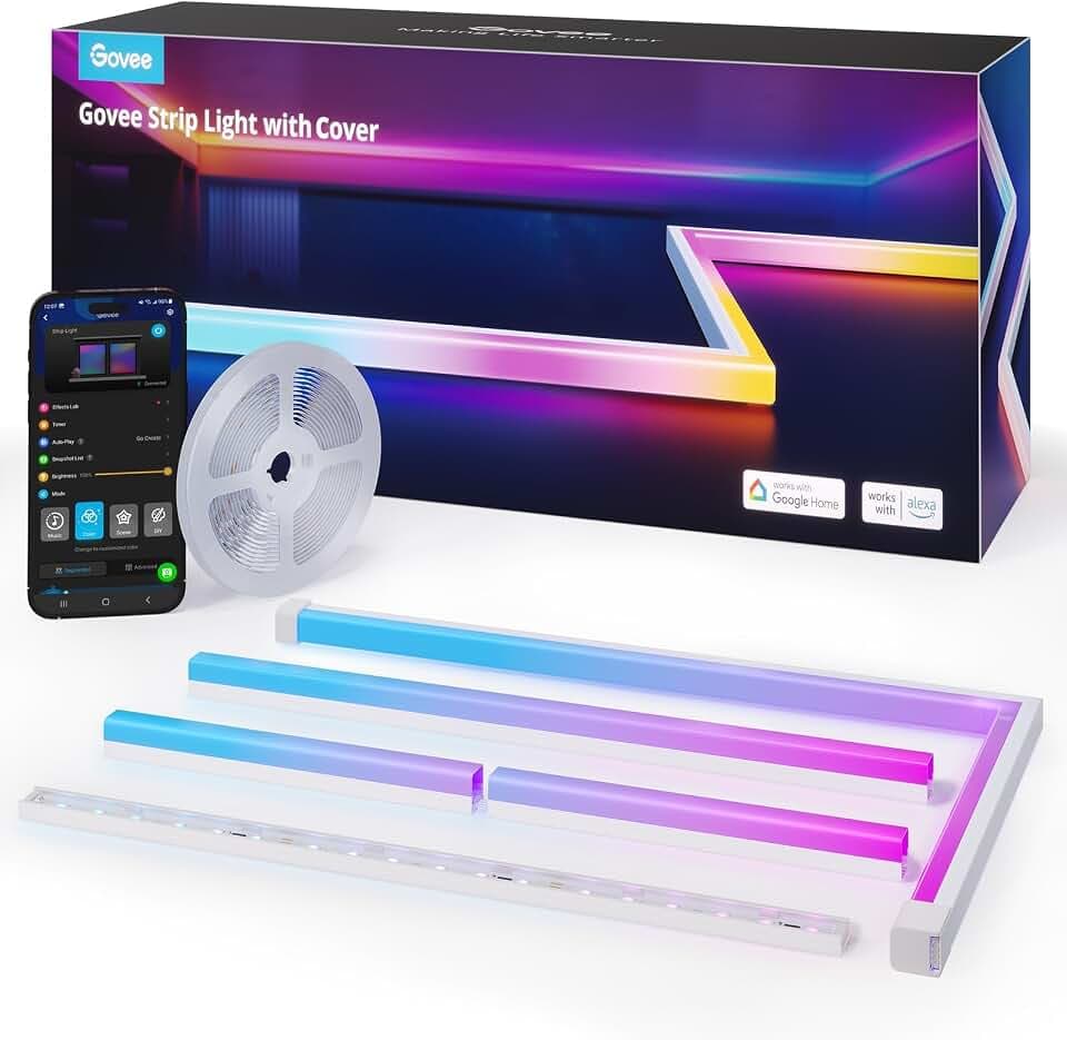 Govee RGBIC LED Strip mit Profil, 5M Schiene mit Leisten Smart mit Alexa