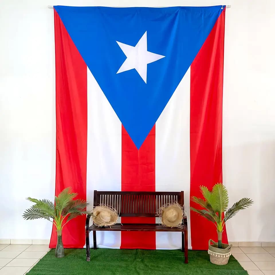 Tingjoo Large Puerto Rico Flag Backdrop 6.8x9.8ft Puerto Rico Banner Decor