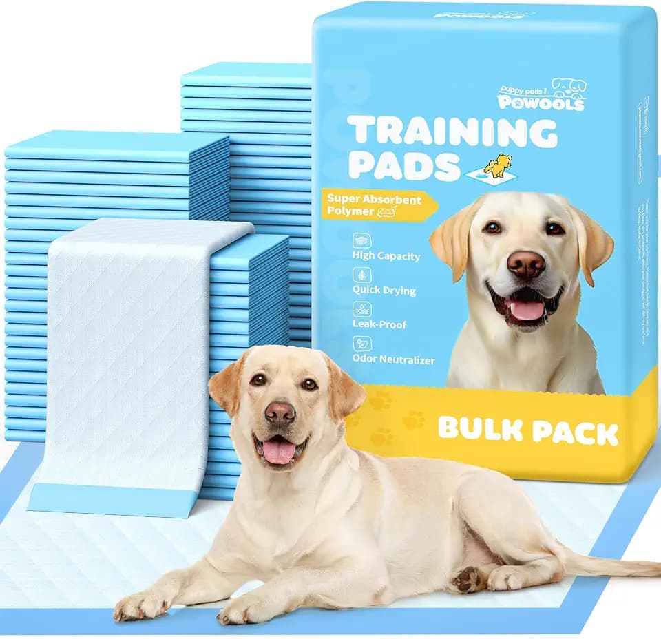 Powools Puppy Pads for Dogs, 34 x 28 in, 6-Layer, Leak-Proof, 100-Pack
