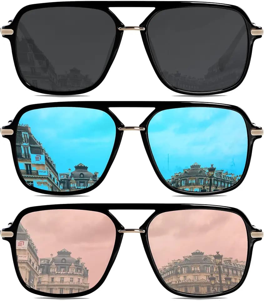 Aviator Sunglasses for Women Men Polarized Retro Square Pilot Shades