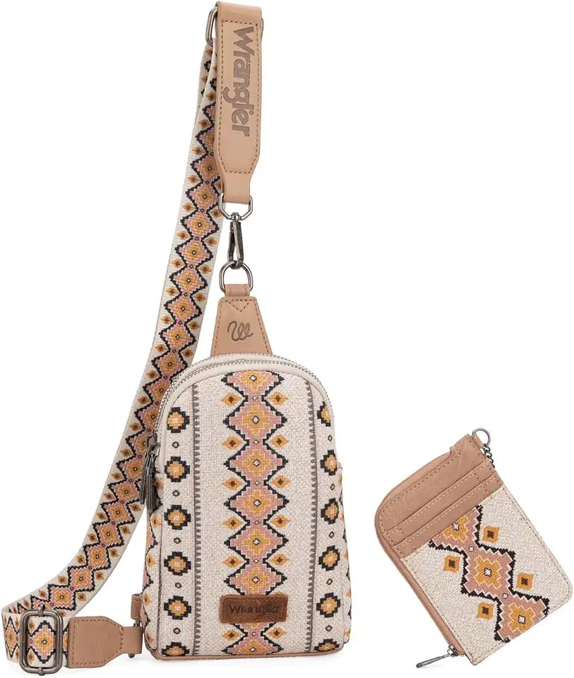 Wrangler Aztec Crossbody Sling Bags for Women Wallet Set
