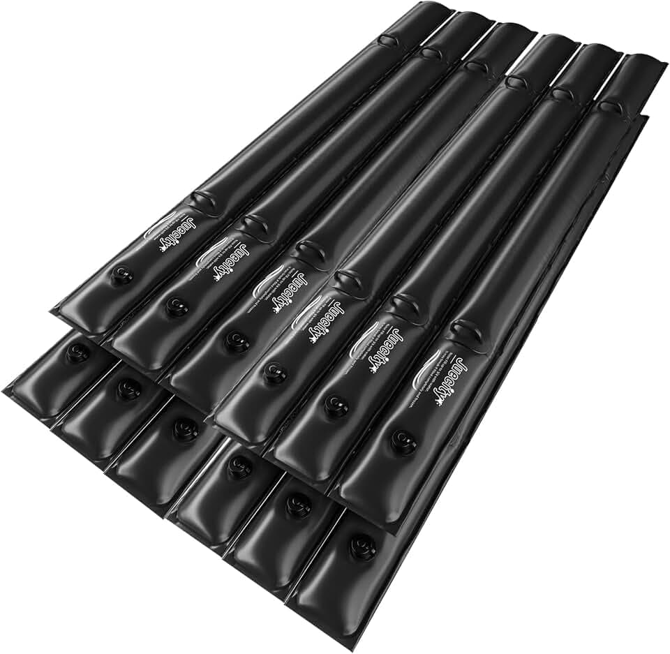 Pool Cover Bags, 12 Pack 8FT Water Tubes for Swimming Pool, Black Pool Weights with Handle, 28 Gauge(0.42mm)