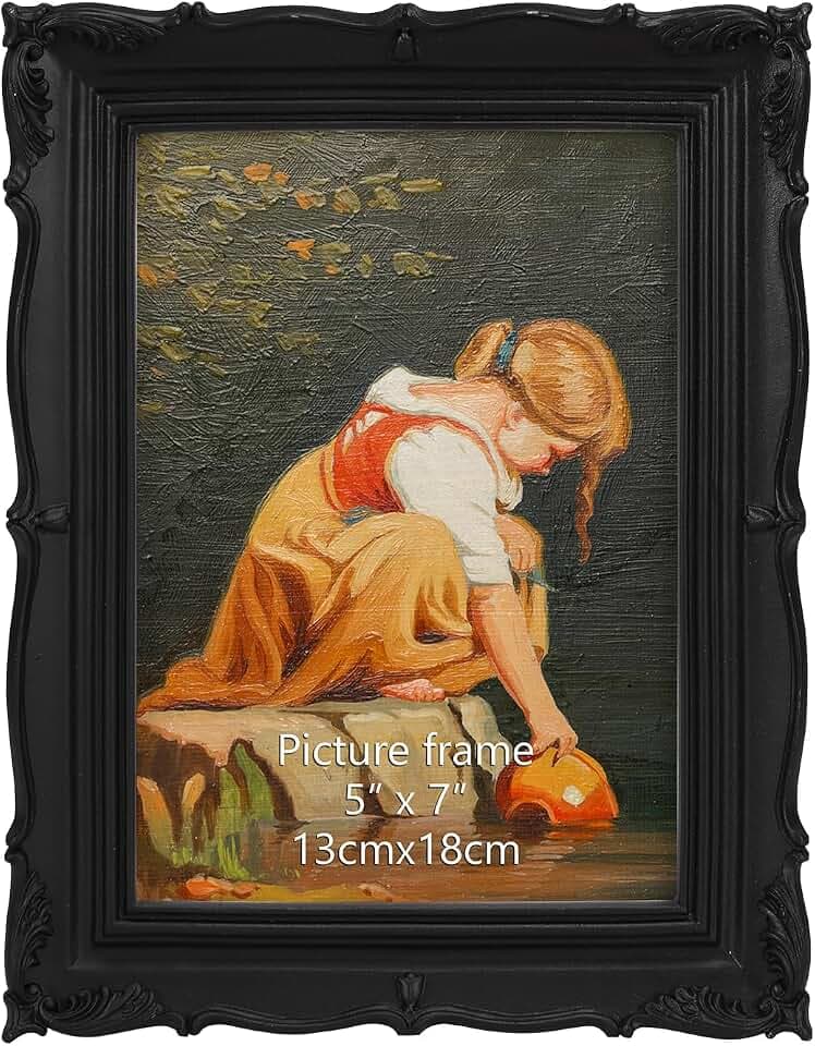 PHAREGE Vintage Picture Frame 5x7 with Mat for 4x6 Photo, Black