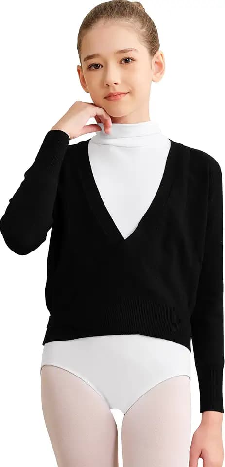 DANSHOW Mädchen Ballett-Wickeljacke mit samtigem Innenmaterial