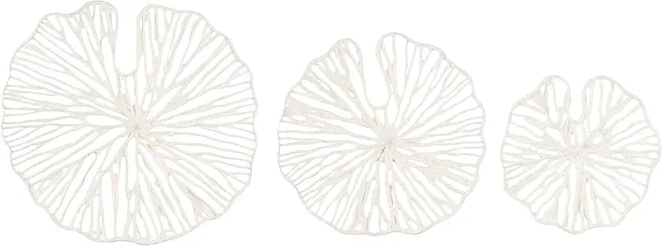 Creative Co-Op Handmade White Coral Shaped Paper & Metal Wall Decor (Set of 3 Sizes)