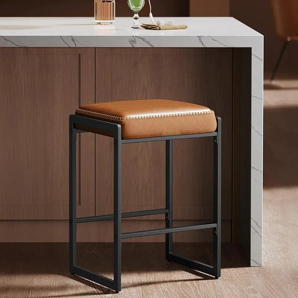 VASAGLE Bar Stools, Counter Height, PU Leather, 26-Inch