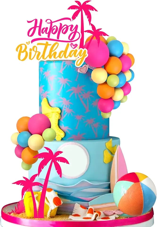 Balls Cake Toppers Blue Orange Birthday Cake Decorations for Baby Shower Birthday Cake Decorating (Hawaii)