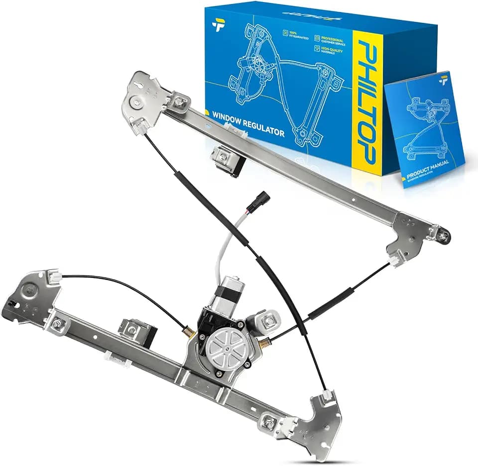 PHILTOP Front Left Driver Side Power Window Regulator and Motor Assembly Compatible with 2004-2008 Ford F-150 2006-2008 Lincoln Mark LT Replace OE#741-428,4L3Z1523201CA, 6L3Z1523201BA(2 Pins)